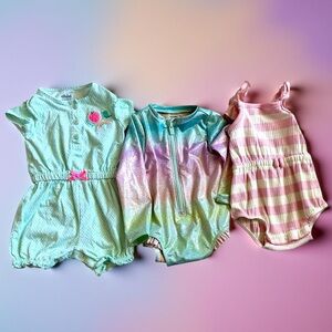 Carters Bundle Lot 12 mo Girls Rompers Spring Summer Fall